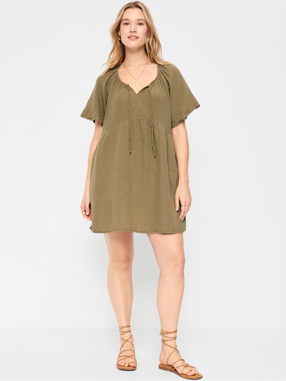 Old Navy Crinkle Gauze Flutter-Sleeve Mini Swing Dress - Large
